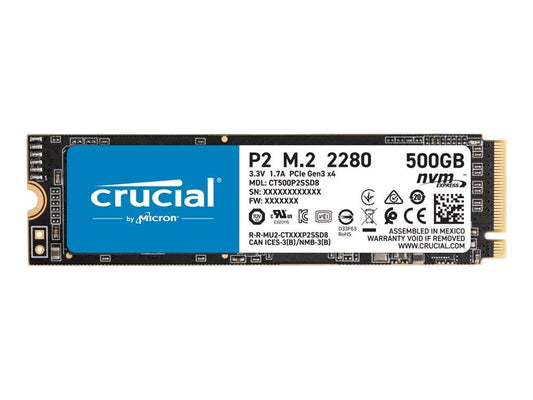 Disco Duro Solido SSD Crucial P2 500GB M2 2280 NVMe PCIe Gen 3