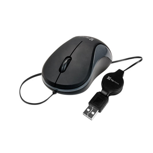 Mouse Optico Klipx Retractil USB Negro 1000DPI