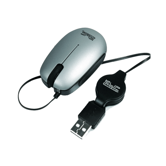 Mini Mouse Optico Klipx Retractil USB Plata 1000DPI