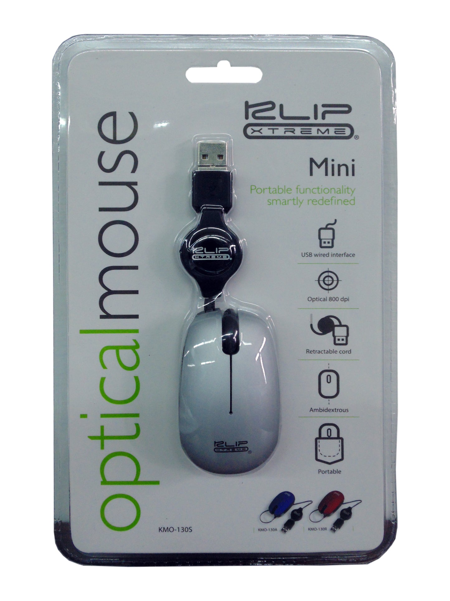 Mini mouse USB 800 DPI con cable retráctil