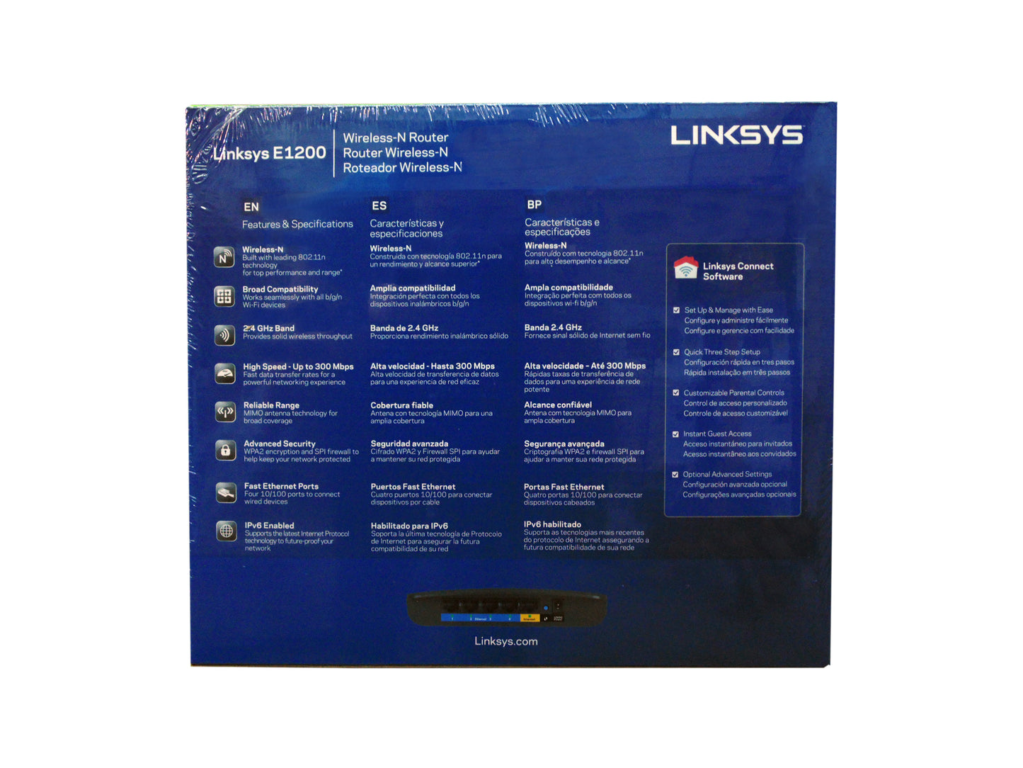 Router Linksys E1200-LA N300 300Mbps 20mts2 4 Puertos Fast Ethernet IPv6