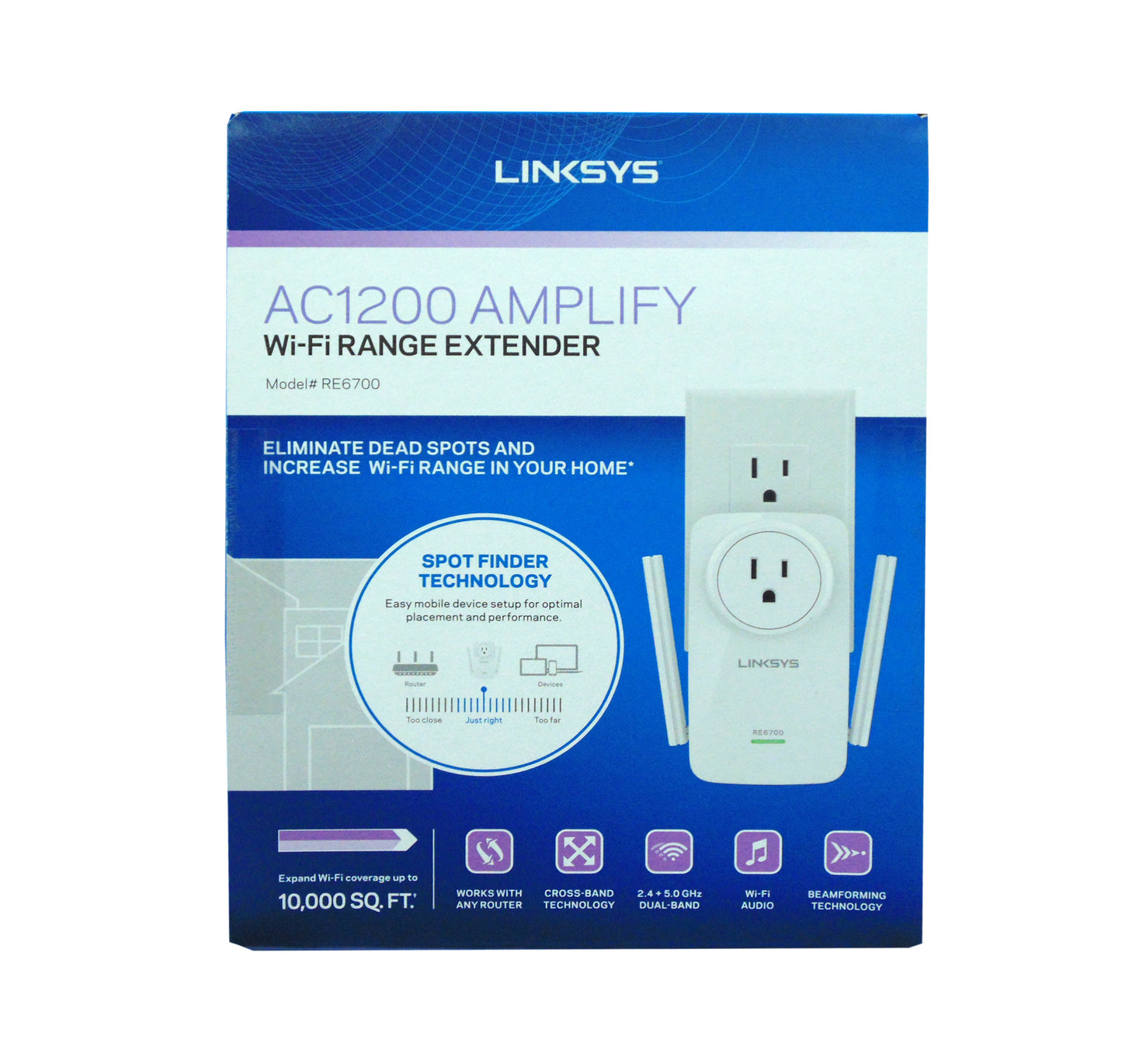 Extensor de Señal Linksys RE6700 AC1200Mbps 900mts2 Doble banda 1 Puerto Ethernet Gigabit Wifi Audio