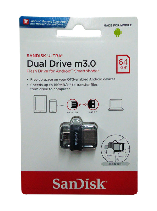 Pendrive Sandisk Ultra Dual Drive 64GB USB 3.0 Tipo A - MicroUSB