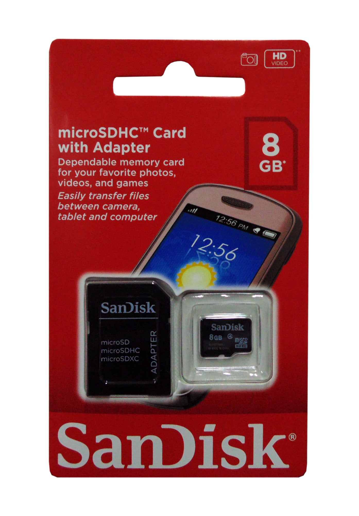 Memoria Micro SD Sandisk SDHC 8GB Clase 4 con adaptador