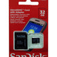 Memoria Micro SD Sandisk SDHC 32GB Clase 4 con adaptador